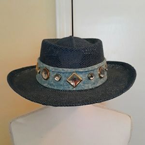 👒💙Something Special Denim Blue Hat W/Jewels O/S